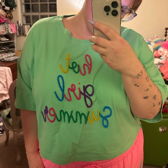 XL Hot Girl Dummer Peach Love Oversized Crop Tee - Picture 4 of 4